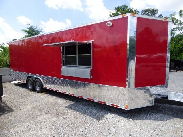 Concession Trailer 8.5' X 28'  Red - Food Event Catering