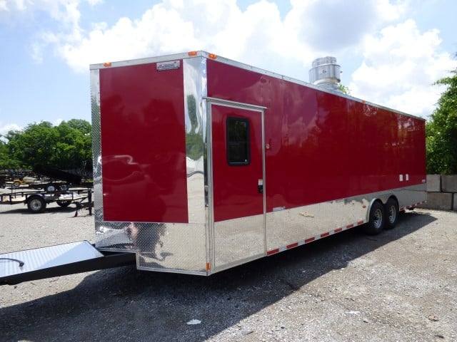 Concession Trailer 8.5' X 28'  Red - Food Event Catering