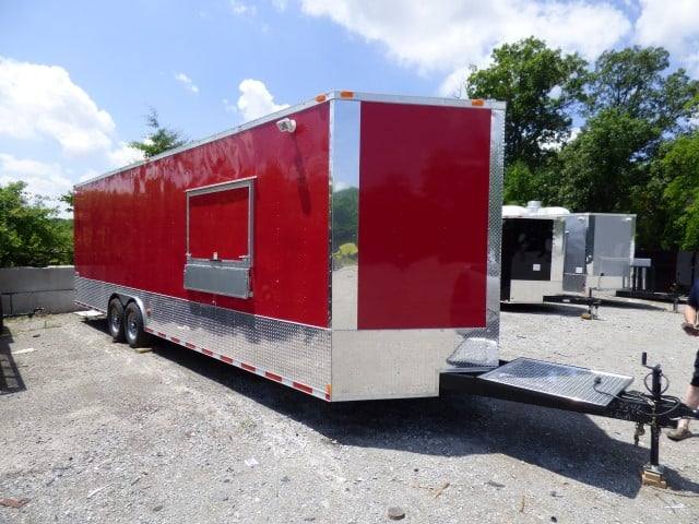 Concession Trailer 8.5' X 28'  Red - Food Event Catering
