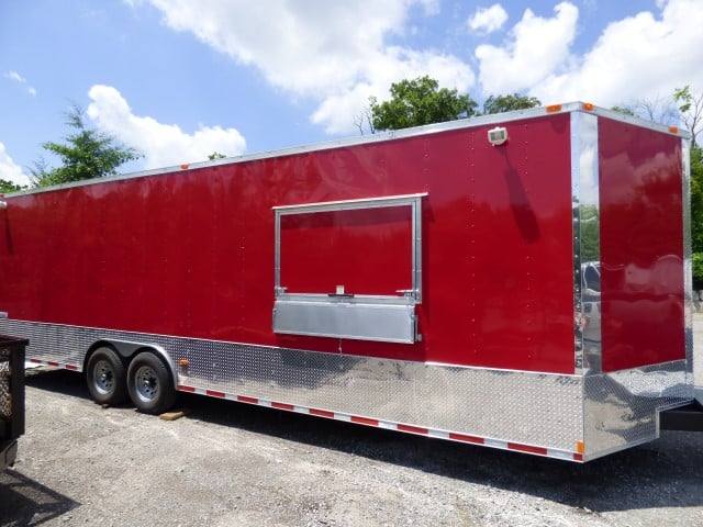 Concession Trailer 8.5' X 28'  Red - Food Event Catering