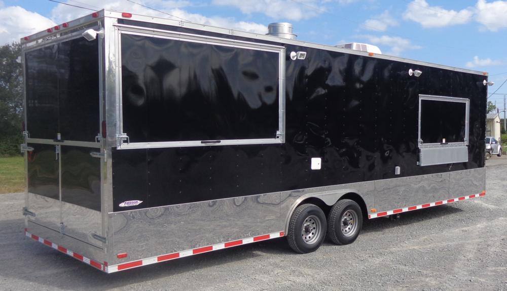 Concession Trailer 8.5' x 28' Black - BBQ Smoker Food Catering Event Restroom