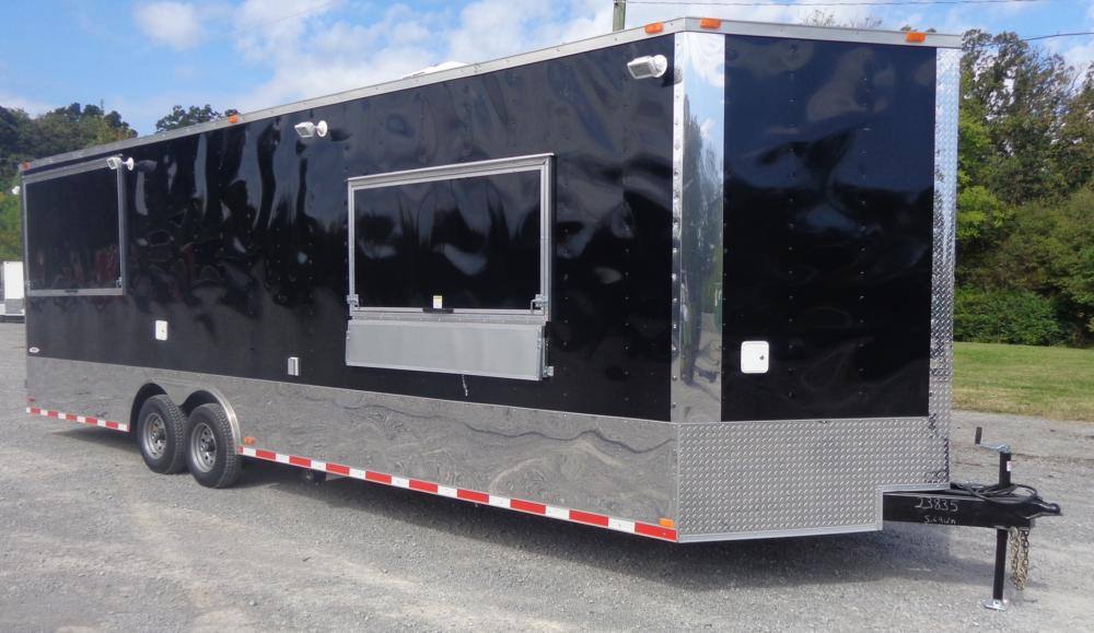Concession Trailer 8.5' x 28' Black - Smoker BBQ Food Catering Event Restroom