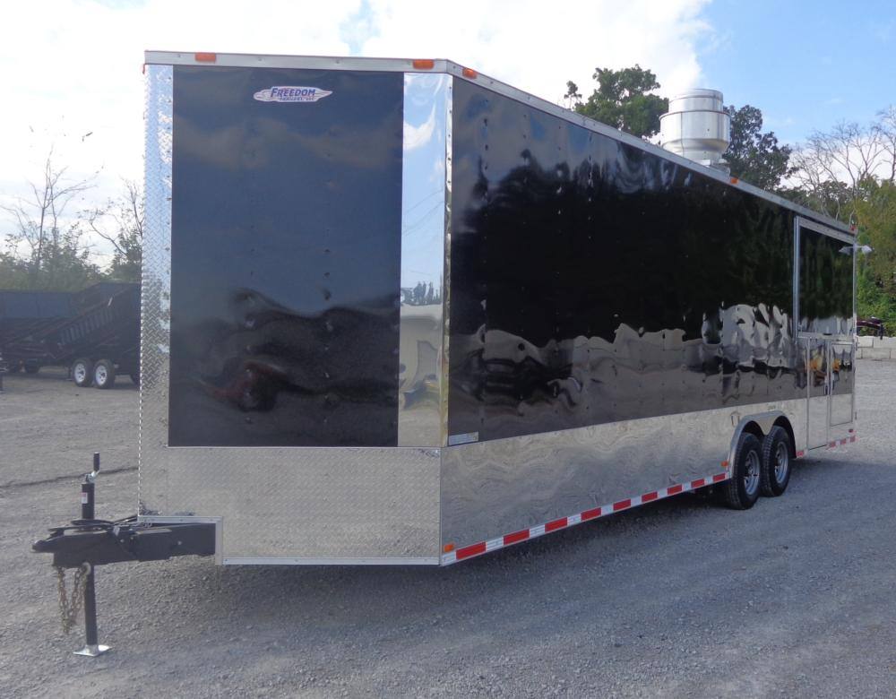Concession Trailer 8.5' x 28' Black - Smoker BBQ Food Catering Event Restroom