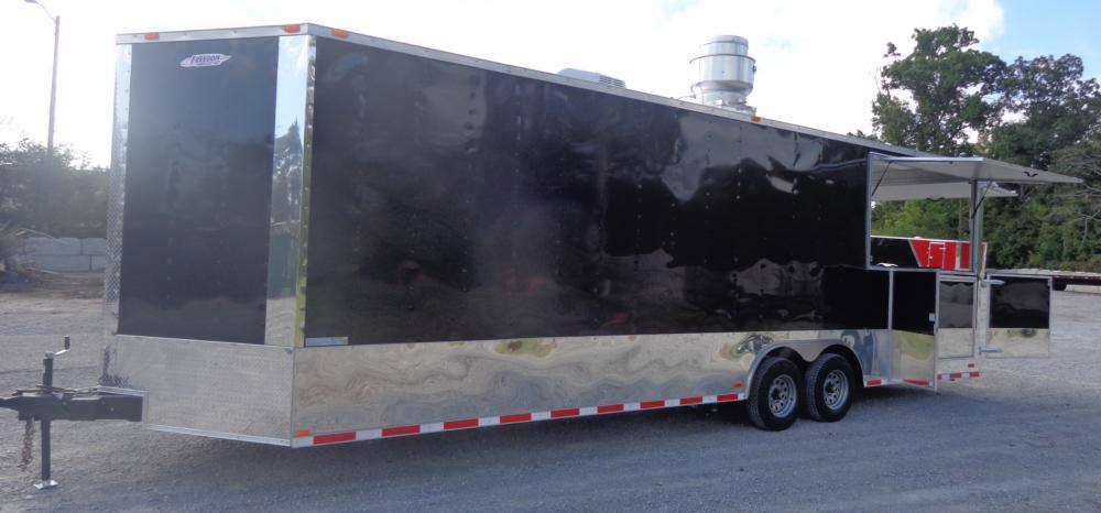 Concession Trailer 8.5' x 28' Black - Smoker BBQ Food Catering Event Restroom