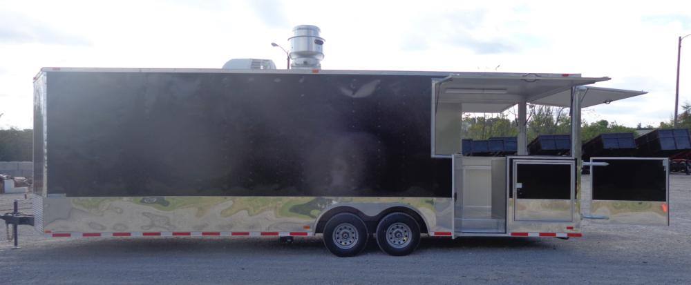 Concession Trailer 8.5' x 28' Black - Smoker BBQ Food Catering Event Restroom