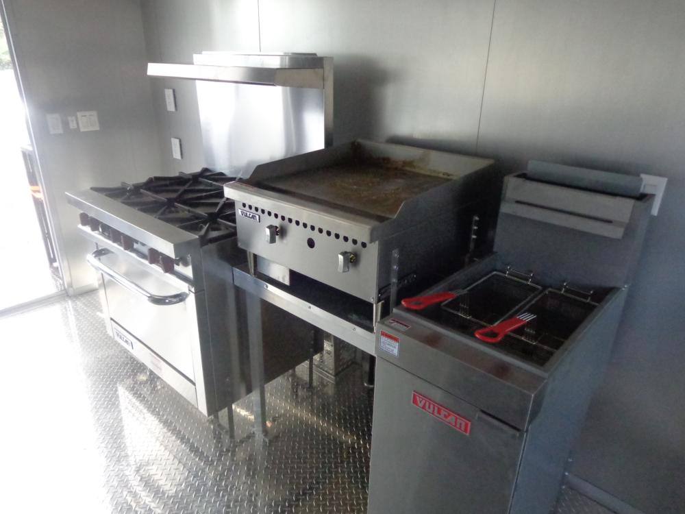 Concession Trailer 8.5' x 28' Black - Smoker BBQ Food Catering Event Restroom