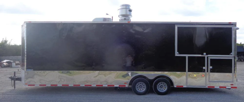 Concession Trailer 8.5' x 28' Black - Smoker BBQ Food Catering Event Restroom