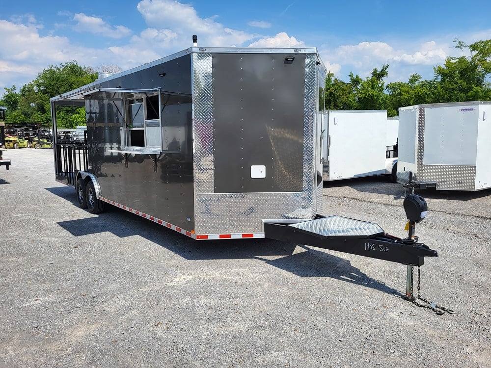1220-concession-trailer-8.5-x-28-charcoal-grey-bbq-event-catering-1.jpg Concession Trailer 8.5' X 28' Charcoal Grey BBQ Event Catering