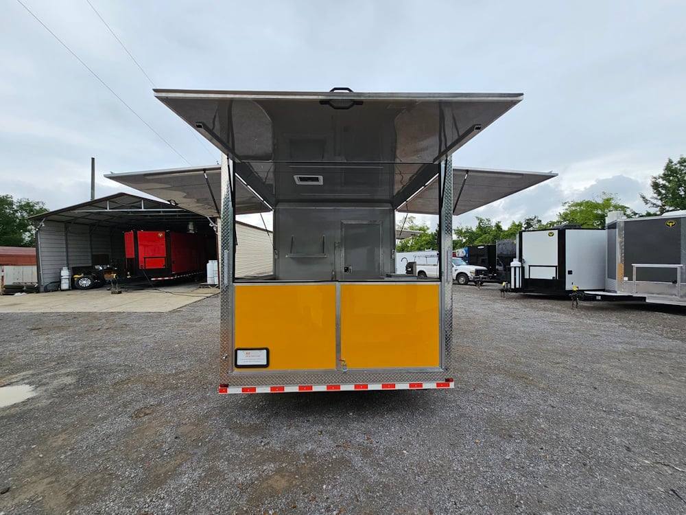 Concession Trailer 8.5' X 28' Yellow Concession Trailer Kettle Corn Event Catering