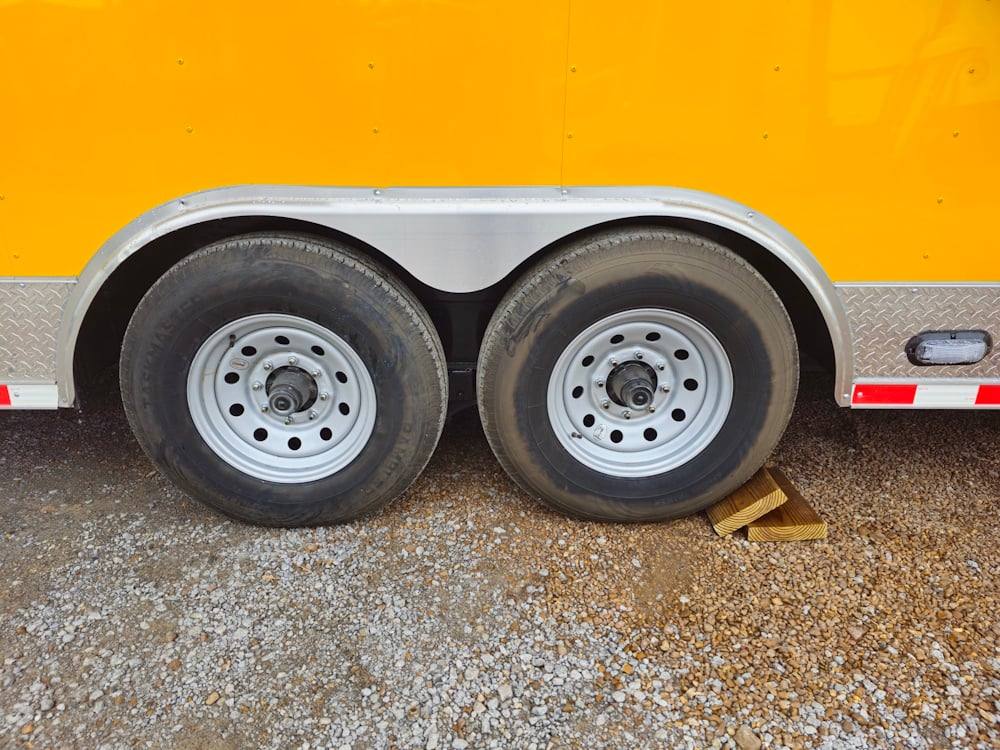 Concession Trailer 8.5' X 28' Yellow Concession Trailer Kettle Corn Event Catering