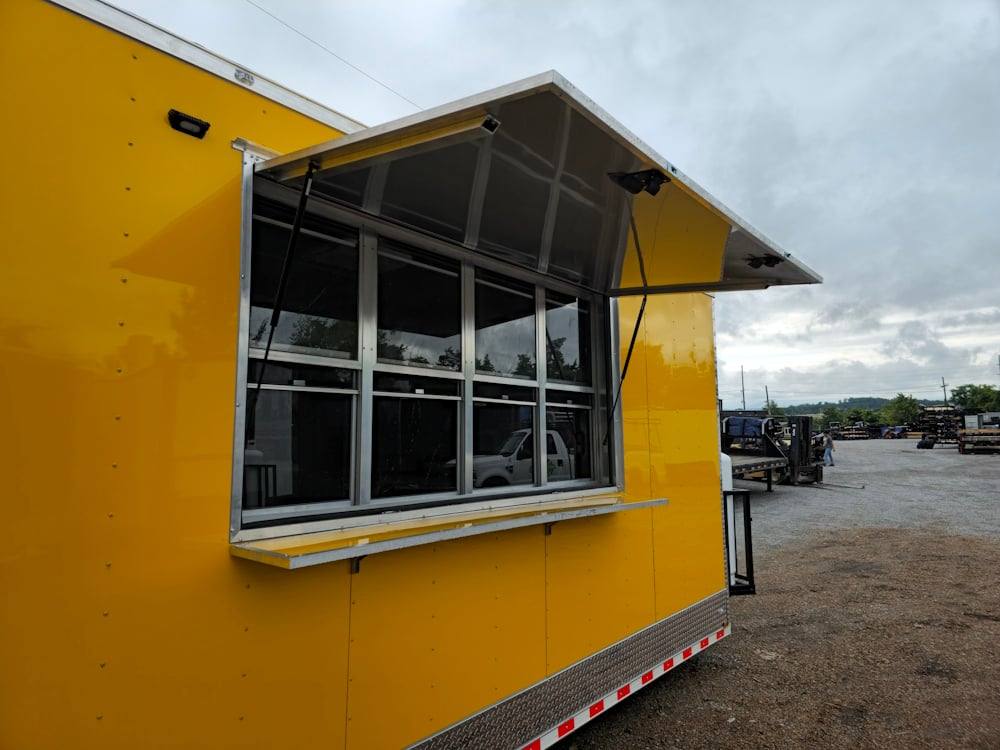 Concession Trailer 8.5' X 28' Yellow Concession Trailer Kettle Corn Event Catering