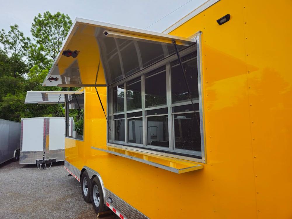 Concession Trailer 8.5' X 28' Yellow Concession Trailer Kettle Corn Event Catering