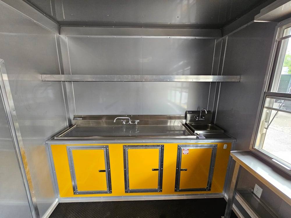 Concession Trailer 8.5' X 28' Yellow Concession Trailer Kettle Corn Event Catering
