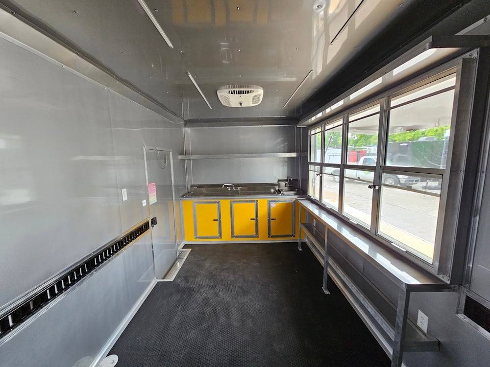 Concession Trailer 8.5' X 28' Yellow Concession Trailer Kettle Corn Event Catering