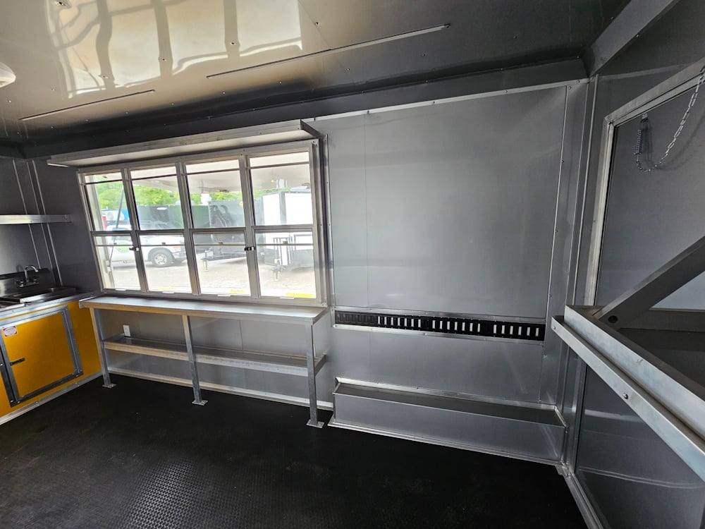 Concession Trailer 8.5' X 28' Yellow Concession Trailer Kettle Corn Event Catering