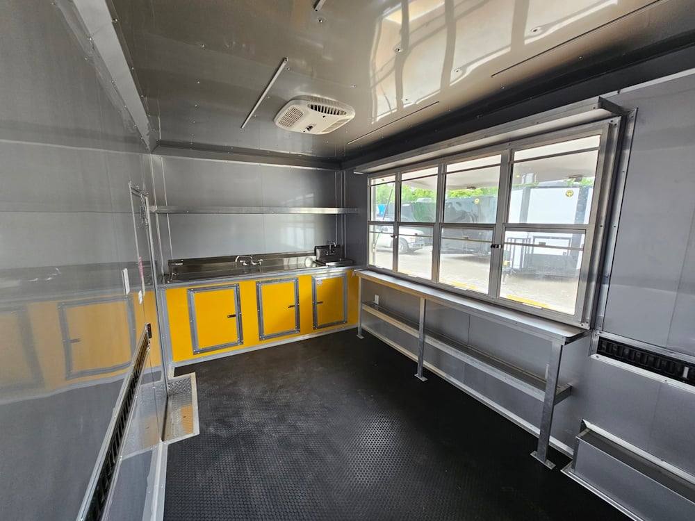 Concession Trailer 8.5' X 28' Yellow Concession Trailer Kettle Corn Event Catering