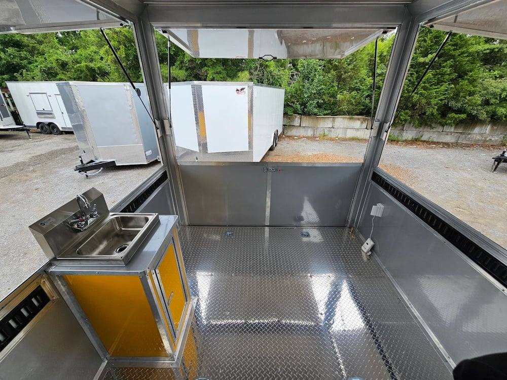 Concession Trailer 8.5' X 28' Yellow Concession Trailer Kettle Corn Event Catering