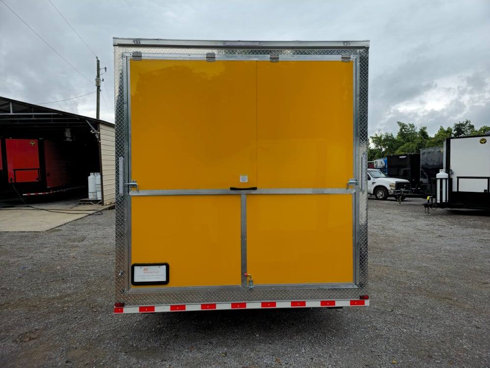 Concession Trailer 8.5' X 28' Yellow Concession Trailer Kettle Corn Event Catering