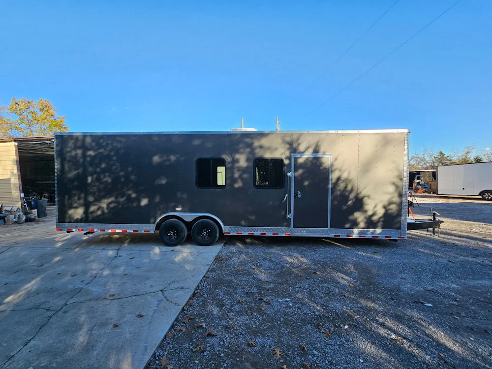 Concession Trailer 8.5' X 30' Charcoal Grey Mobile Office Trailer
