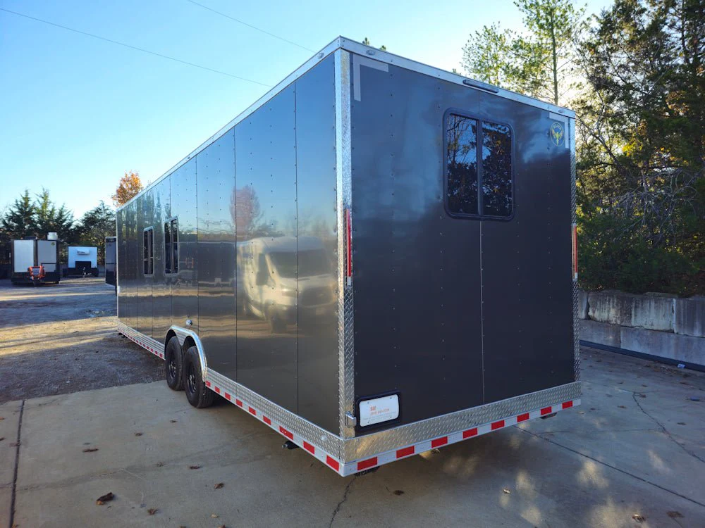 Concession Trailer 8.5' X 30' Charcoal Grey Mobile Office Trailer