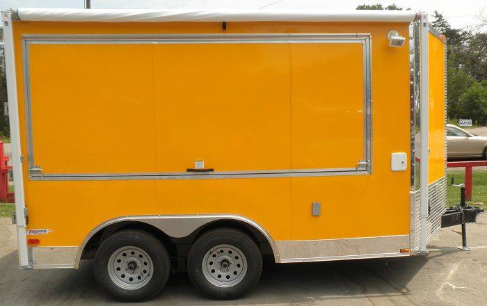 Concession Trailer 8.5'x12' Yellow - BBQ Food Event Vending Restroom