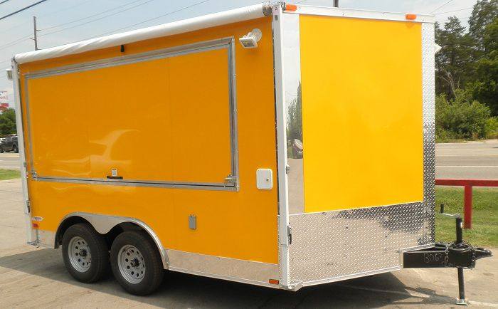Concession Trailer 8.5'x12' Yellow - BBQ Food Event Vending Restroom