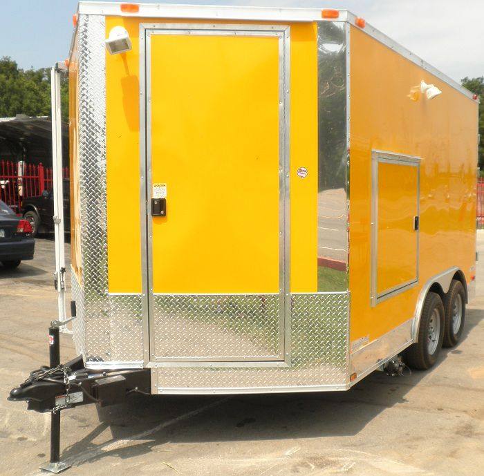 Concession Trailer 8.5'x12' Yellow - BBQ Food Event Vending Restroom