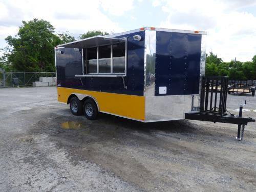 1263-concession-trailer-8.5-x14-indigo-blue-and-yellow-food-catering-event-2.jpg Concession Trailer 8.5'x14' Indigo Blue and Yellow - Food Catering Event