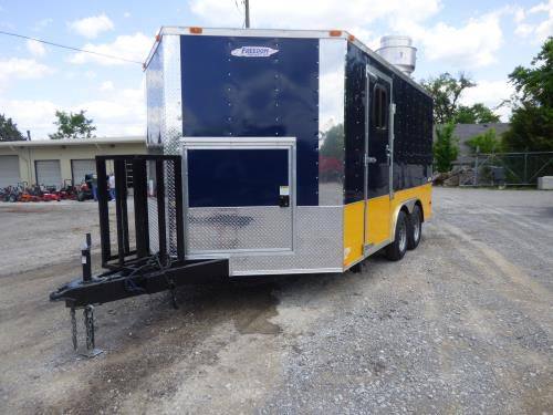 1263-concession-trailer-8.5-x14-indigo-blue-and-yellow-food-catering-event-3.jpg Concession Trailer 8.5'x14' Indigo Blue and Yellow - Food Catering Event