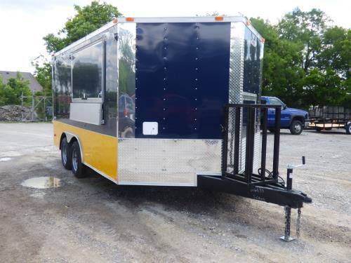1263-concession-trailer-8.5-x14-indigo-blue-and-yellow-food-catering-event-8.jpg Concession Trailer 8.5'x14' Indigo Blue and Yellow - Food Catering Event