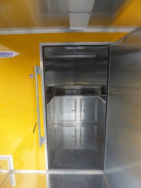 1269-concession-trailer-8.5-x14-yellow-smoker-bbq-catering-event-11.jpg Concession Trailer 8.5'x14' Yellow - Smoker BBQ Catering Event