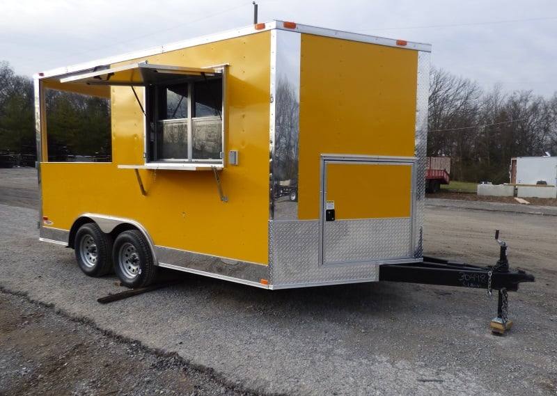 1269-concession-trailer-8.5-x14-yellow-smoker-bbq-catering-event-12.jpg Concession Trailer 8.5'x14' Yellow - Smoker BBQ Catering Event