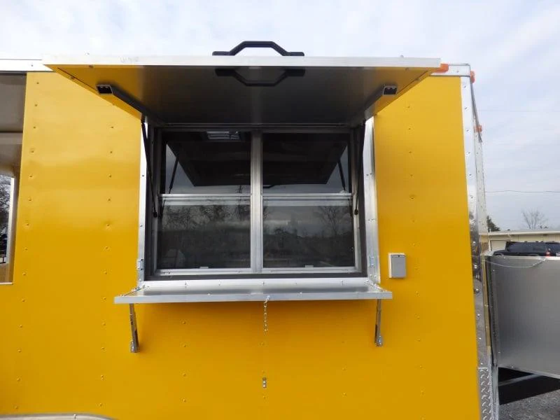 1269-concession-trailer-8.5-x14-yellow-smoker-bbq-catering-event-14.webp Concession Trailer 8.5'x14' Yellow - Smoker BBQ Catering Event