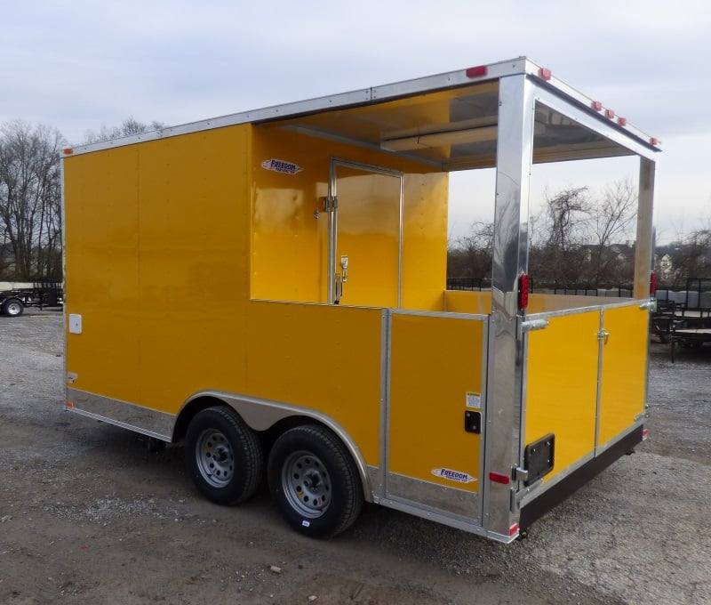 1269-concession-trailer-8.5-x14-yellow-smoker-bbq-catering-event-17.jpg Concession Trailer 8.5'x14' Yellow - Smoker BBQ Catering Event