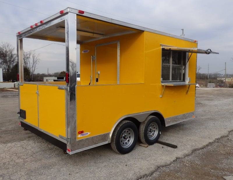 1269-concession-trailer-8.5-x14-yellow-smoker-bbq-catering-event-20.jpg Concession Trailer 8.5'x14' Yellow - Smoker BBQ Catering Event