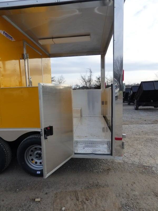 1269-concession-trailer-8.5-x14-yellow-smoker-bbq-catering-event-4.jpg Concession Trailer 8.5'x14' Yellow - Smoker BBQ Catering Event