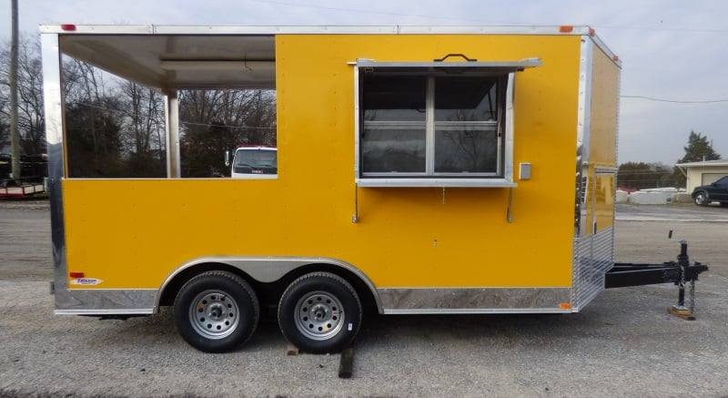 1269-concession-trailer-8.5-x14-yellow-smoker-bbq-catering-event-9.jpg Concession Trailer 8.5'x14' Yellow - Smoker BBQ Catering Event