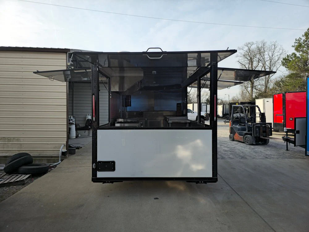 8.5' X 16' Concession Trailer White W/Black Trim Food Event Catering