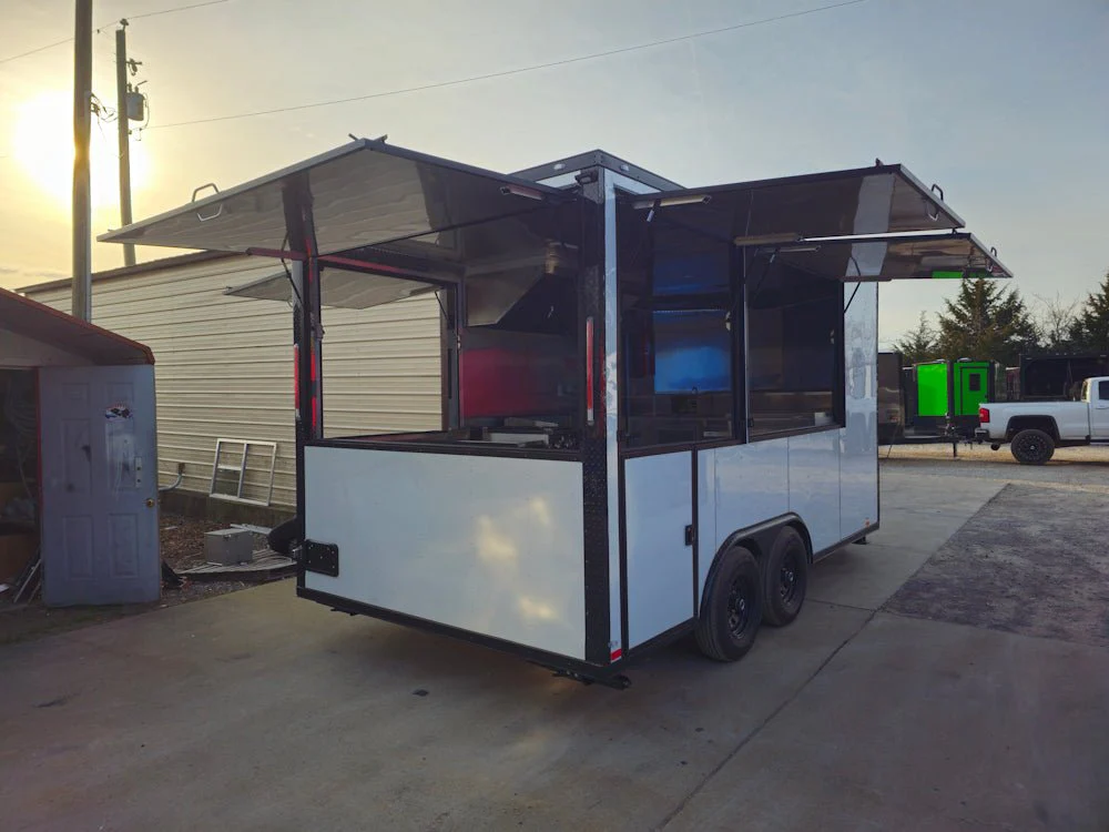 8.5' X 16' Concession Trailer White W/Black Trim Food Event Catering