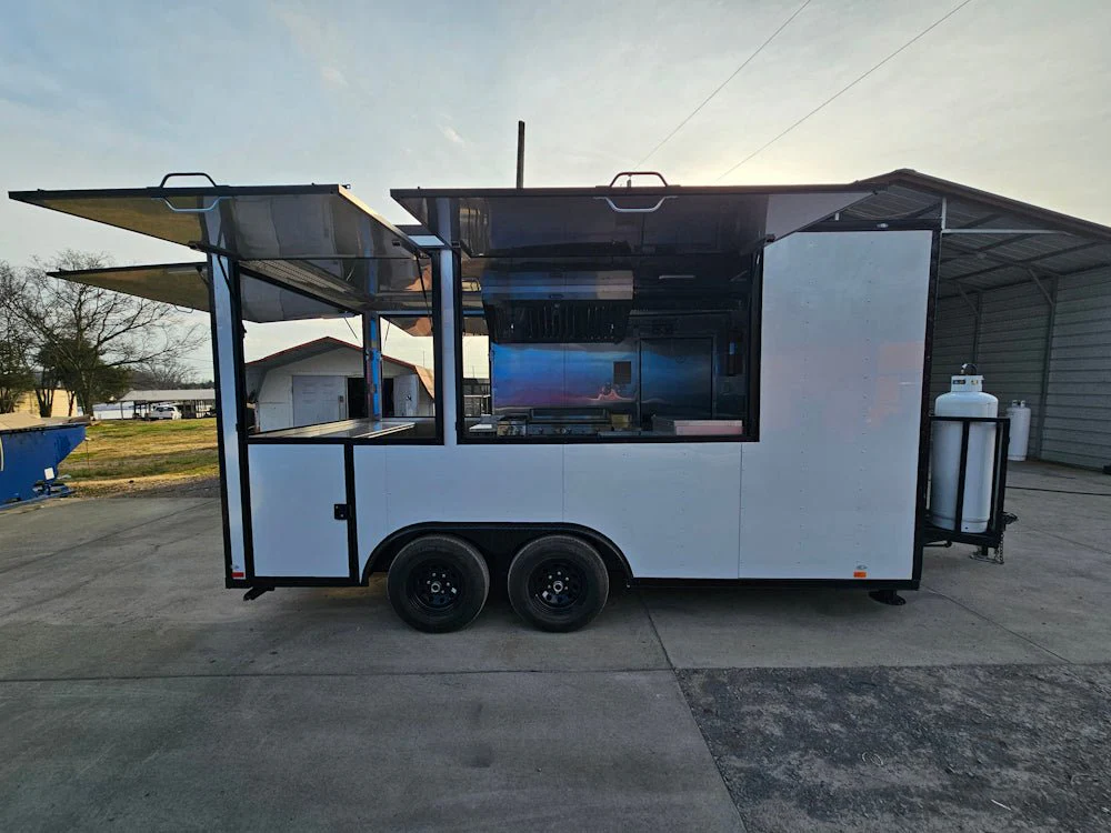 8.5' X 16' Concession Trailer White W/Black Trim Food Event Catering