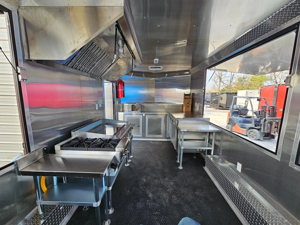 8.5' X 16' Concession Trailer White W/Black Trim Food Event Catering