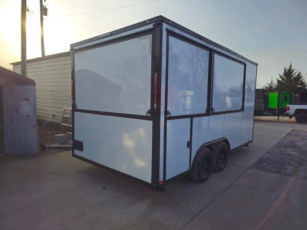 8.5' X 16' Concession Trailer White W/Black Trim Food Event Catering