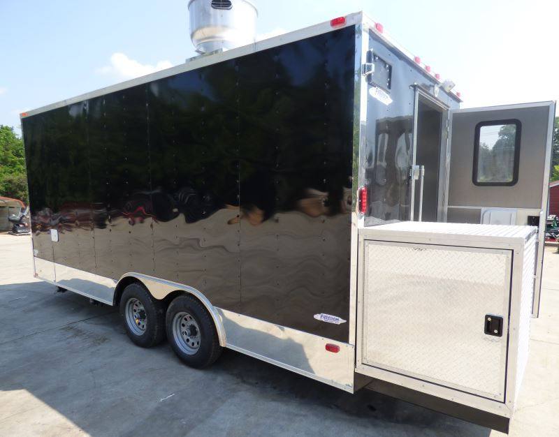 Concession Trailer 8.5'x18' Black Catering Event Food Restroom