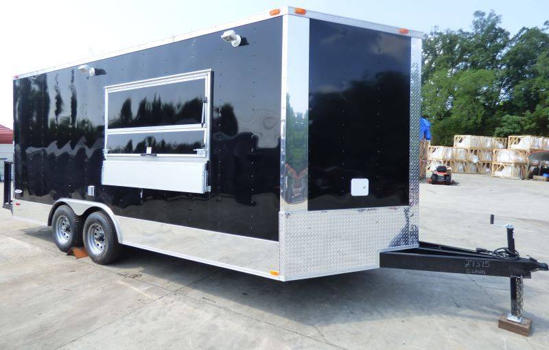 Concession Trailer 8.5'x18' Black Catering Event Food Restroom