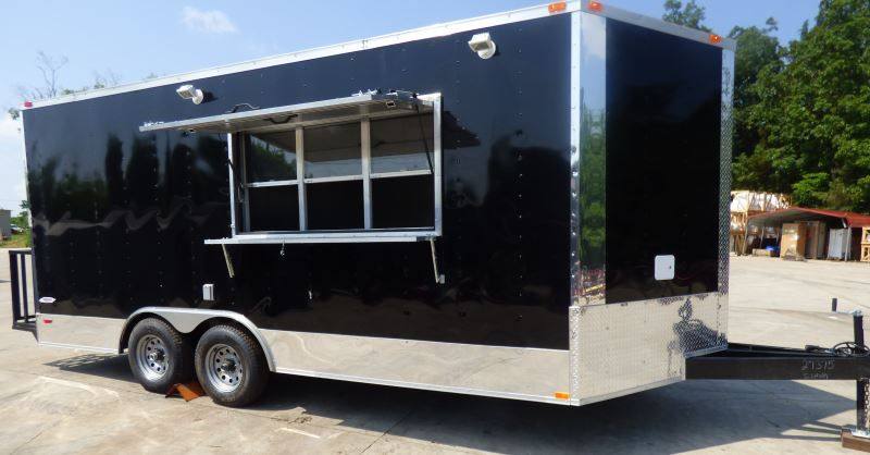 Concession Trailer 8.5'x18' Black Catering Event Food Restroom