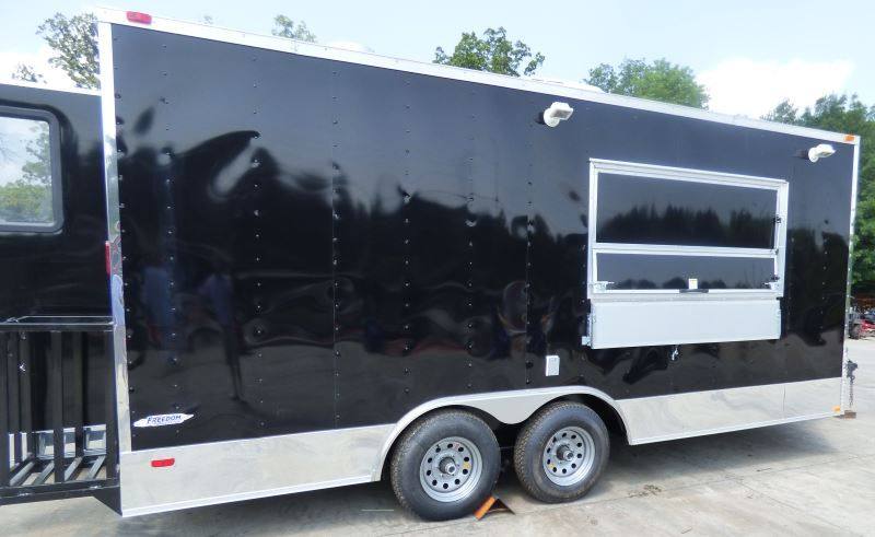 Concession Trailer 8.5'x18' Black Catering Event Food Restroom