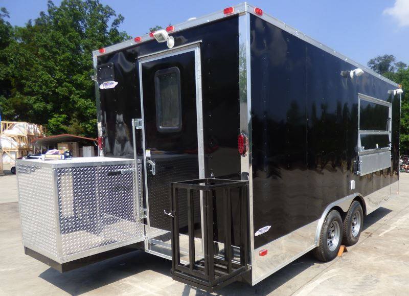 Concession Trailer 8.5'x18' Black Catering Event Food Restroom