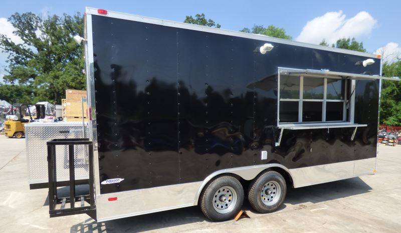 Concession Trailer 8.5'x18' Black Catering Event Food Restroom
