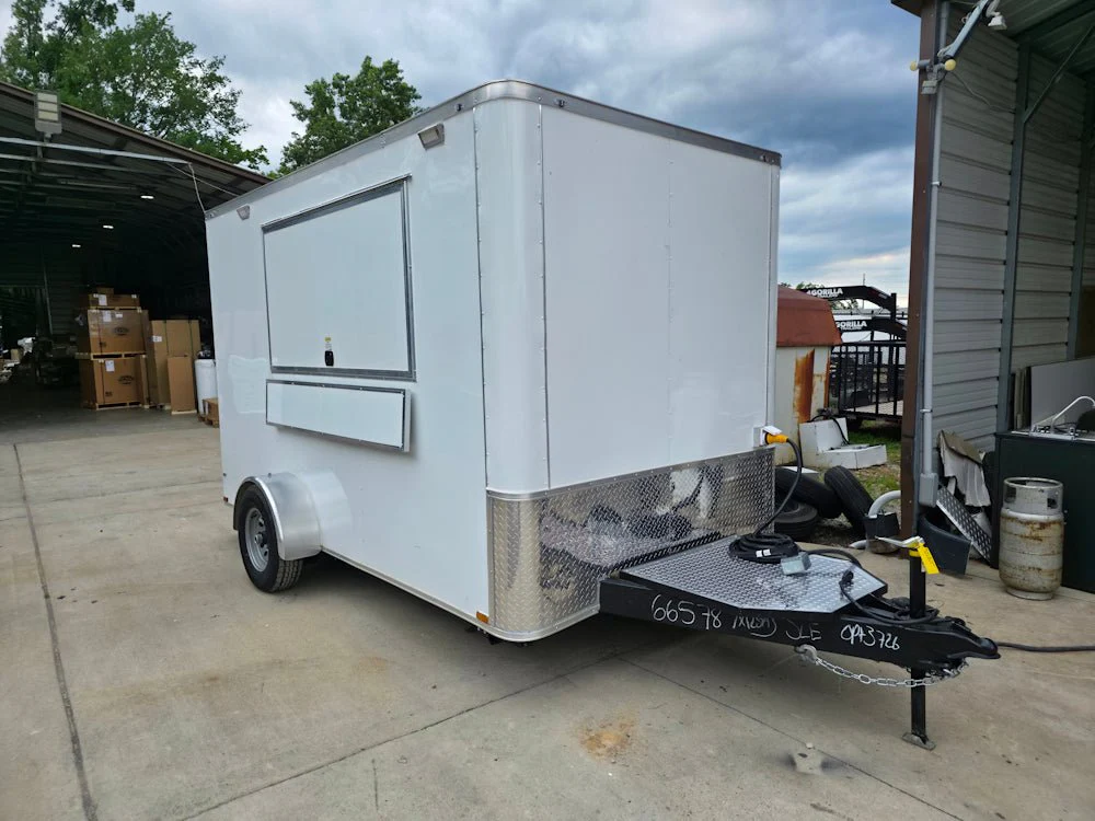7' x 12' White Custom Flat Front Concession Trailer