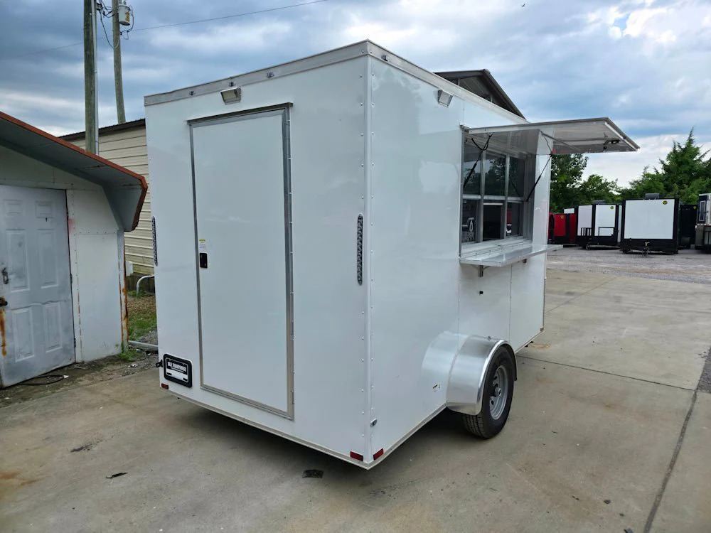 7' x 12' White Custom Flat Front Concession Trailer